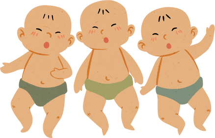 Flat Textured Triplet Babies 